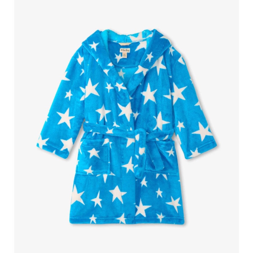 NEW! Hatley Kids Fleece Robe | Blue with Stars